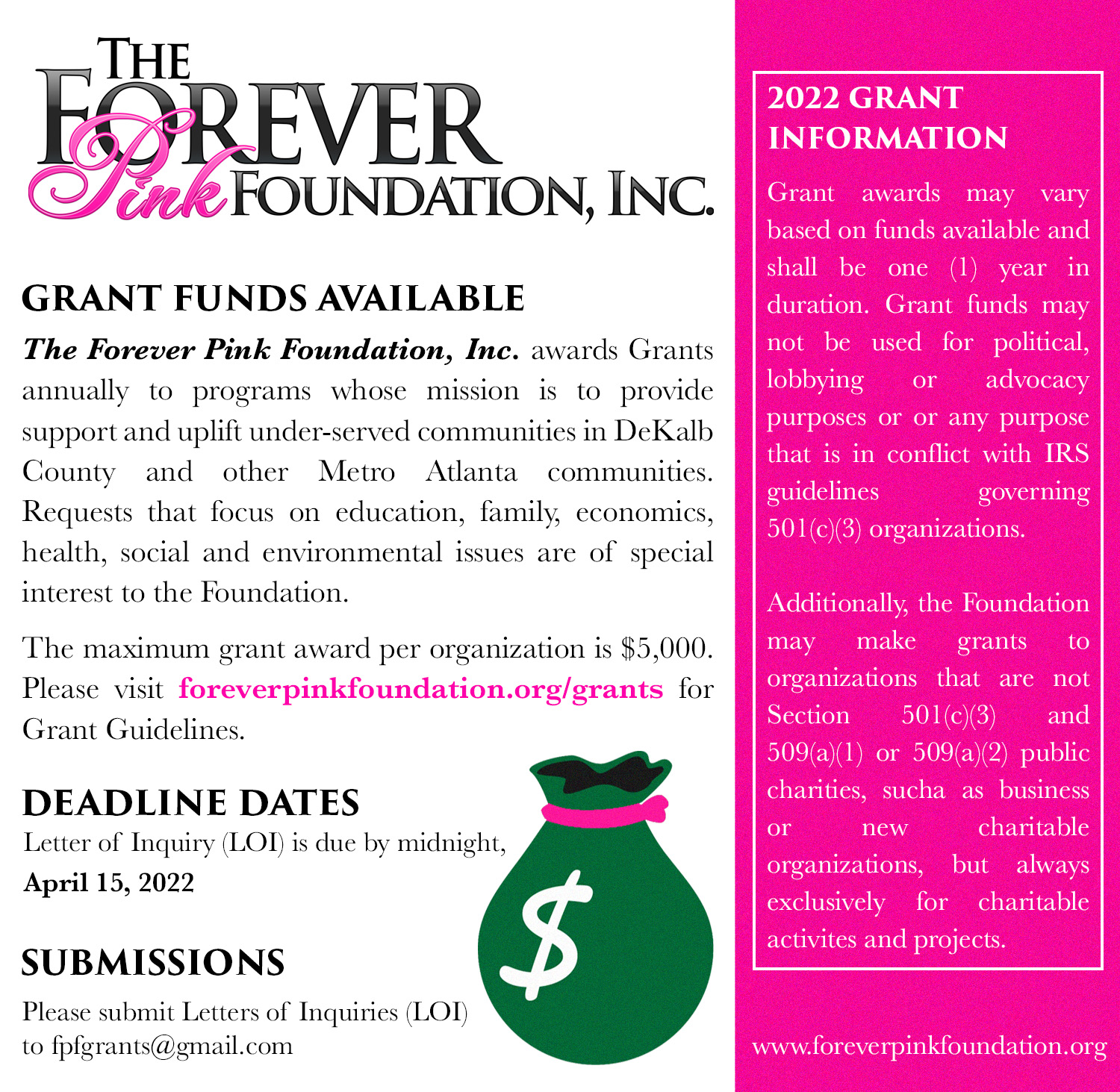 2022 Forever Pink Foundation Grants Available